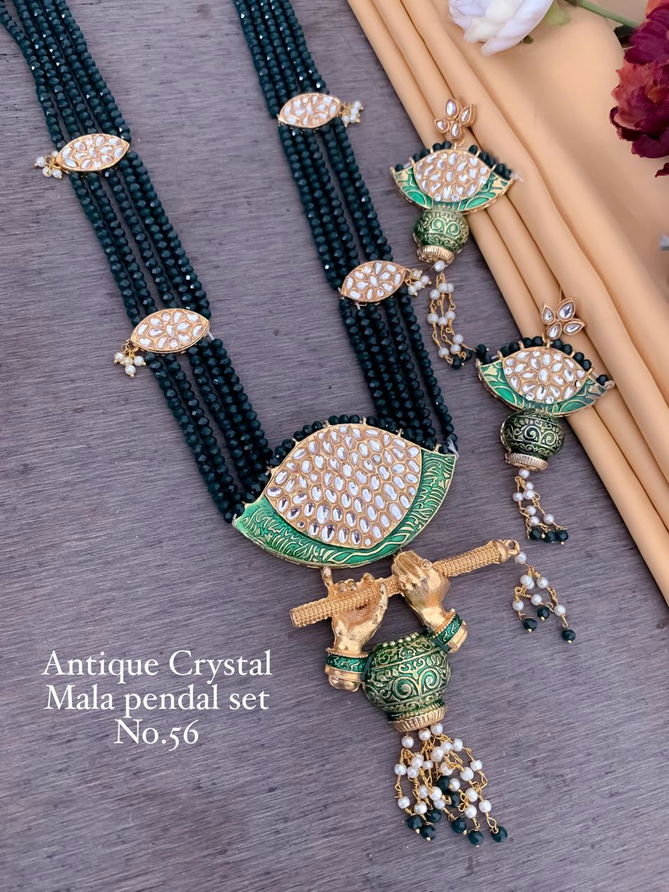 3 Designer Antique Crystal Mala Pendant Set Wholesale Market In Surat
